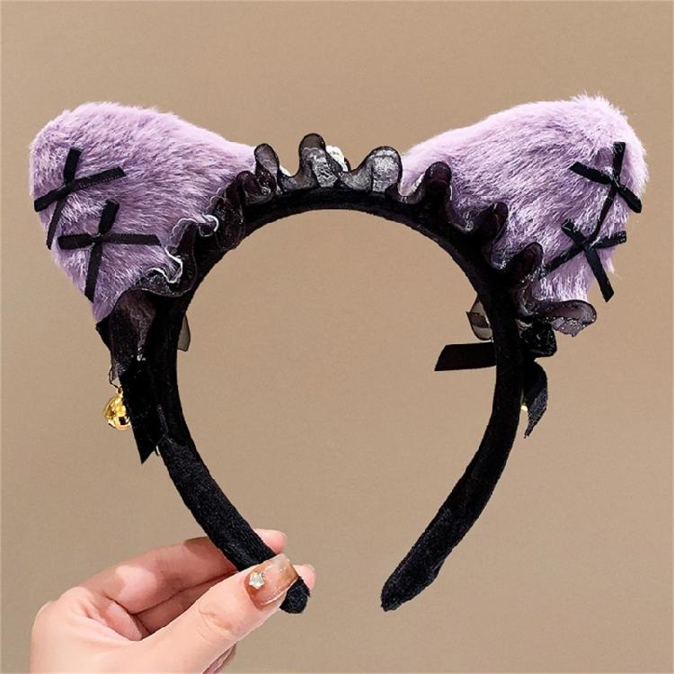 Lace Bowknot Cats Ear Hairhoop for Cats Women Roleplay Anime Maid Headband Party Costume Accessories Christmas Hairband