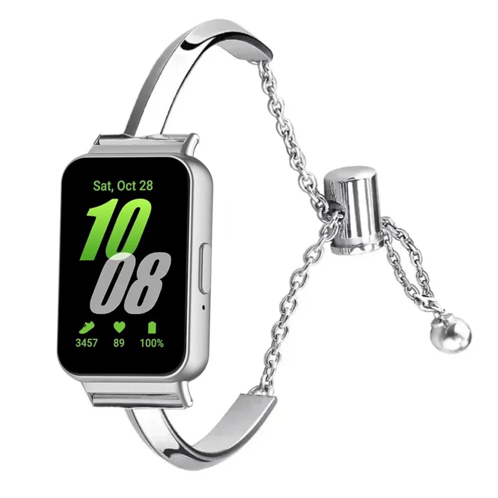 Neues Armband für Samsung Galaxy Fit 3 Damen Metall Edelstahl Smartwatch Zubehör Armband für Galaxy Watch Fit 3 Armband
