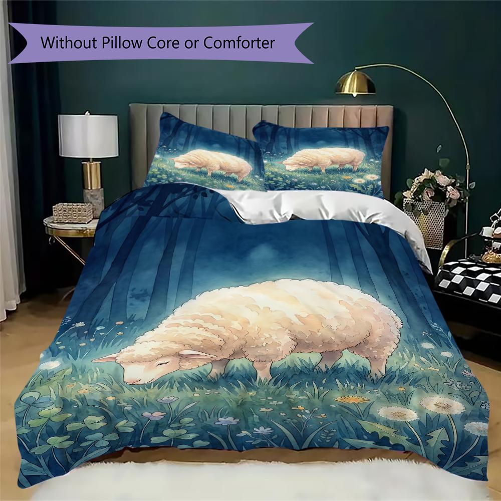 Healing animals Pattern Bedding uilt Set uilt Cover Pillowcase Home Decoration Birthday Gift (1 * duvet cover + 2 * pillowcase without core)