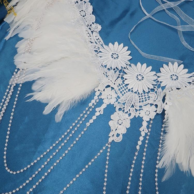 Delicate Beaded Pearls Leather Tassels Shoulder Chain Neck Jewelry for Bride Vintage Appearance Weddings Party
