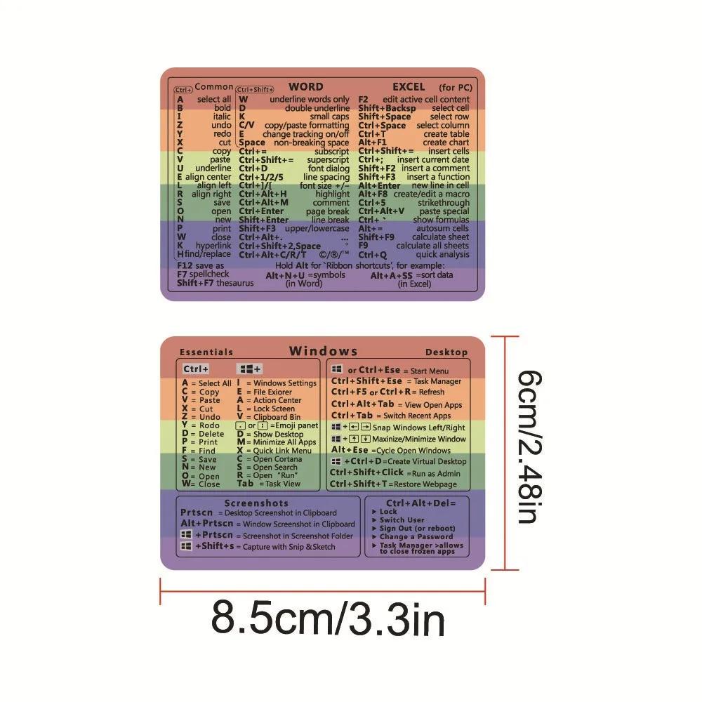 2Pcs Creative Windows Office Software Keyboard Shortcut Keys Tips English Stickers for Computers Laptops Office Worker Supplies