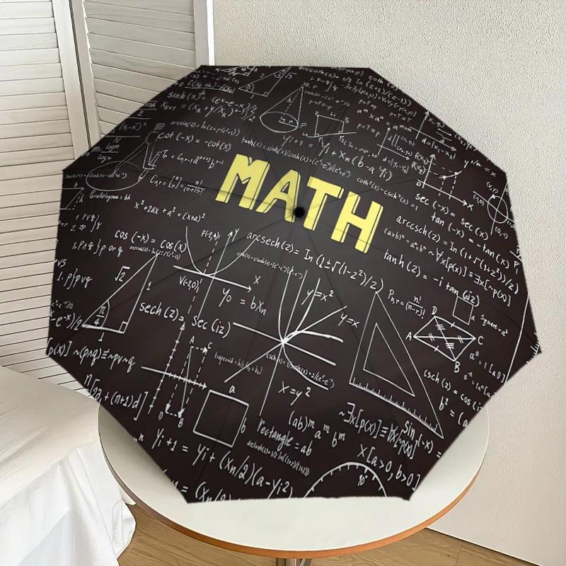 1PC Mathematics Pattern Small Travel Automatic Folding Umbrella, Compact Windproof Umbrella, Automatic Open/Close ,Gift-091529