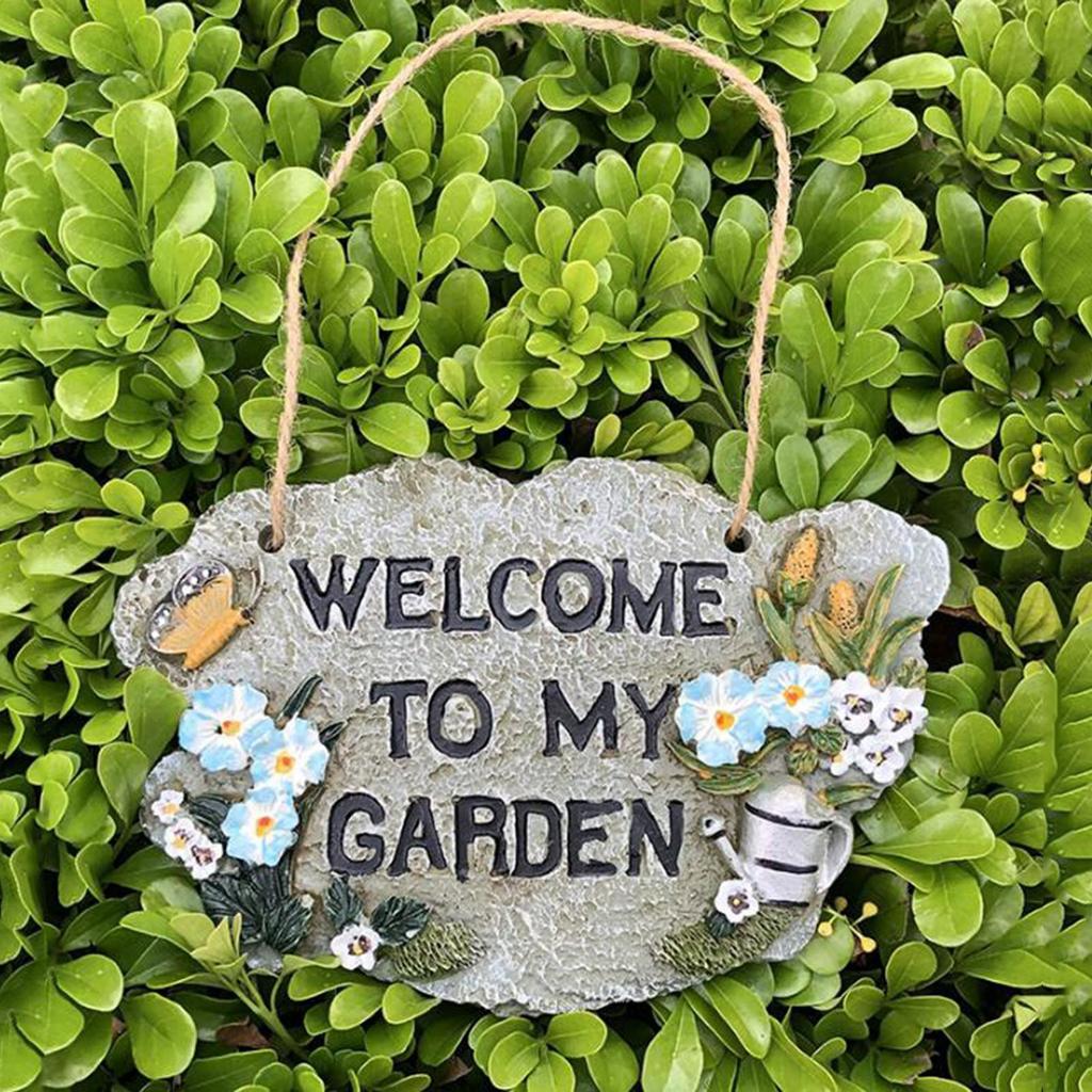 Resin Welcome Door Sign Plaque for Home Cafe Office Garden Decoration