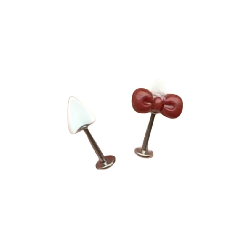 

NEW New 2Pcs Bow Heart Ear Bone Nail Titanium Steel Cute Earrings For Women Puncture Jewelry Accessories