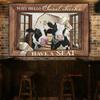 "Have a seat" Cows By The Window Poster Vintage Animals Cow Donkey Canvas Painting Farmhouse Wall Art Pictures Farm Home Decor