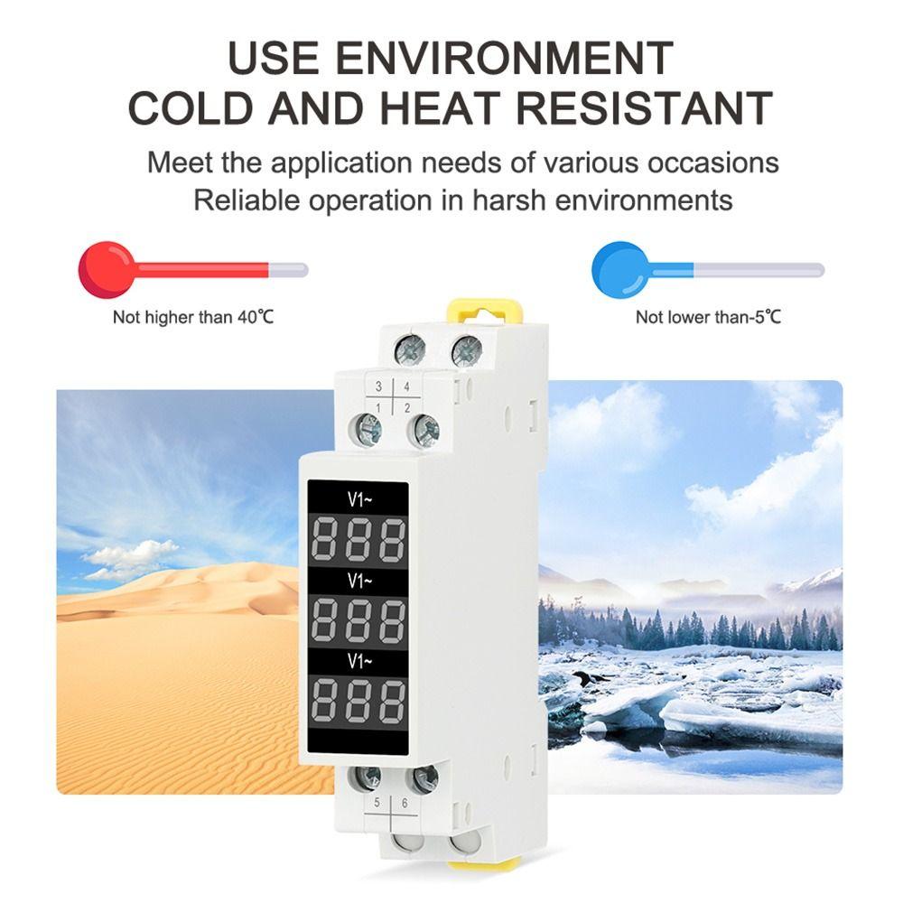 

Display LED AC 80-500V Modular Voltmeter Gauge Din Rail Mount Three Phase Voltage Meter Detector