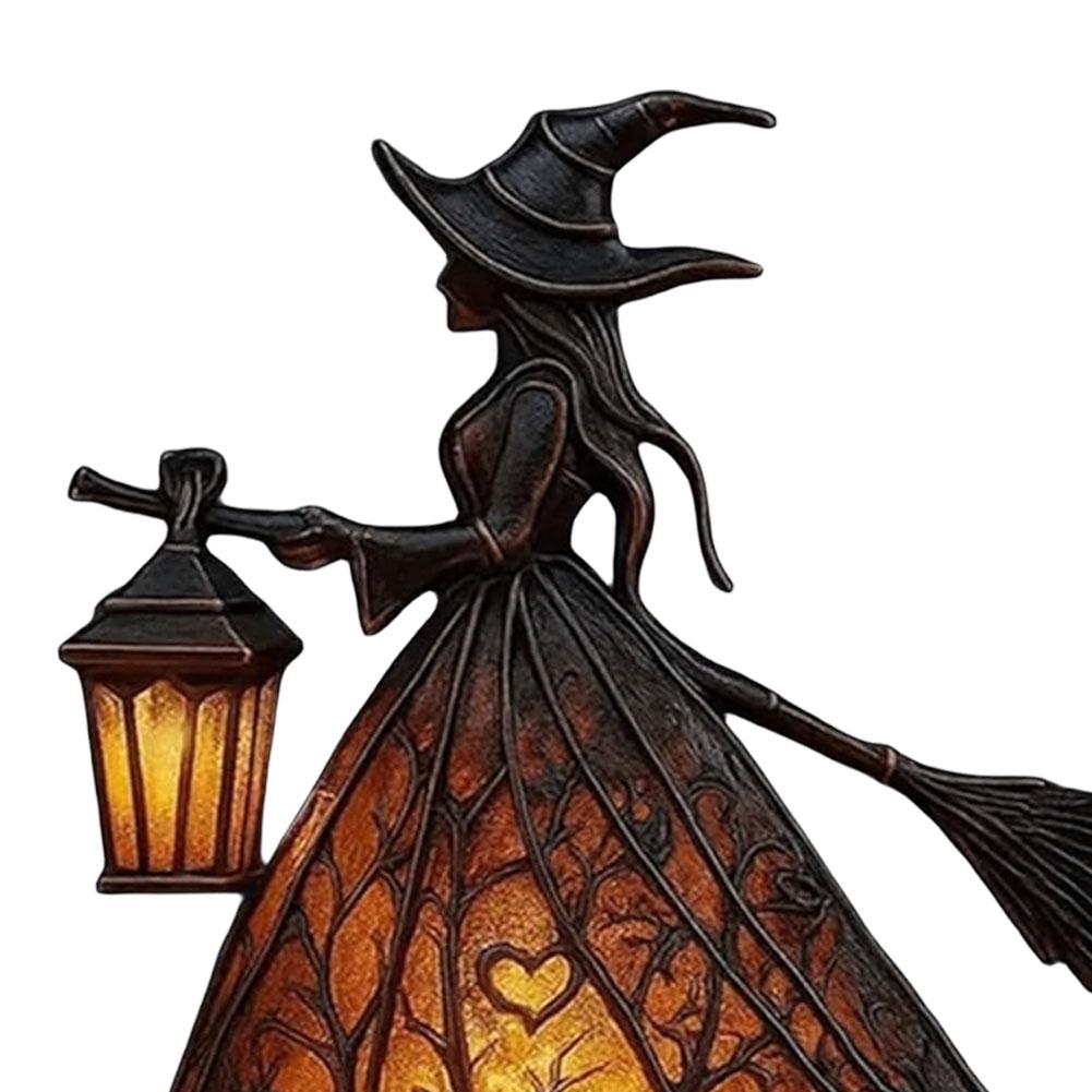 Dekoracje Halloween Wewnętrzna Lampa Wiedźmy Halloween Spooky Stojąca Lampka Nocna Unikalna Statuetka Wiedźmy Lampa Stołowa do Sypialni
