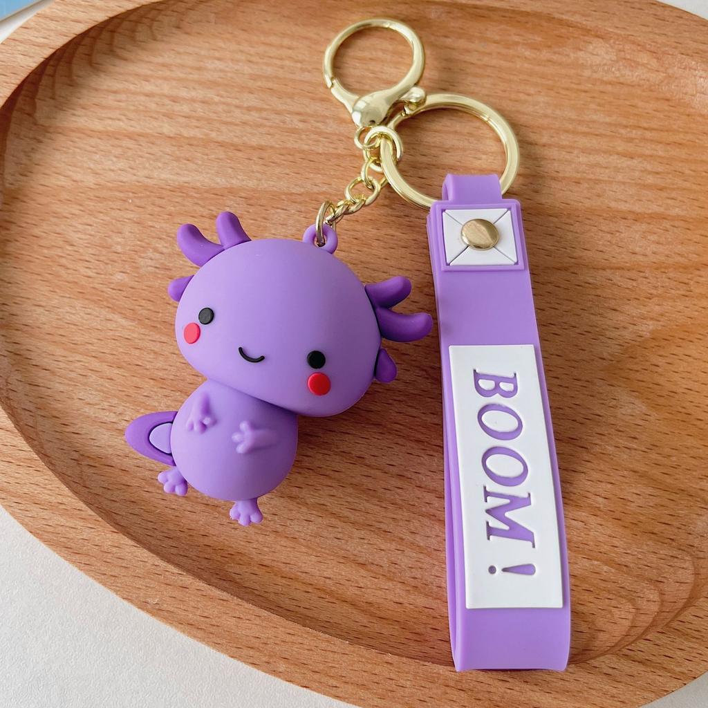 Kawaii Axolotl Keychain Animal Pendant Hexagonal Dinosaur Simulation Key Ring