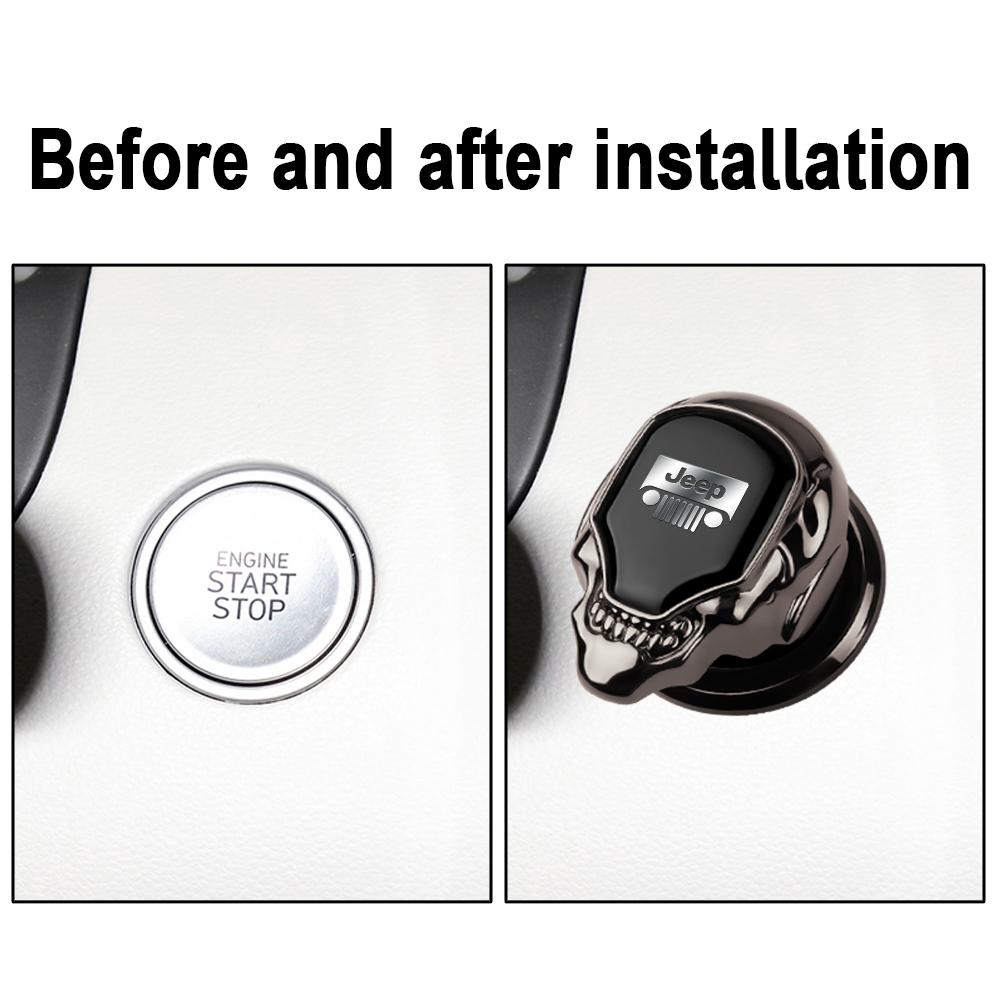 Car Interior Engine Ignition Start Stop Button Metal Cover for Jeep JPB Renegade Wrangler JK Compass Grand Cherokee Gladiator AKT1