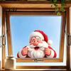 Christmas Home Decorations Peeking Santa Claus Static Window Cling, 3D Effect Holiday Gift for Sticker, Reusable Glass Decal Decor Xmas Party Supplies