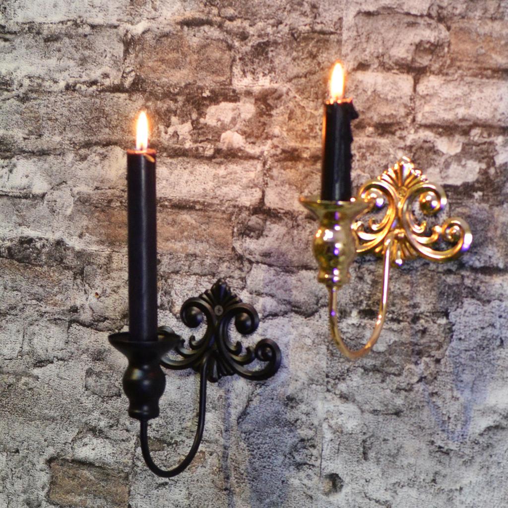 European and American Retro Pattern Wrought Iron Wall Candlestick Wedding Light Luxury Decoration Candle Cup