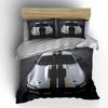 Sleek Silver Sports Car Top View Print Bedding Set 1 Duvet Cover 2 Pillowcases for Adult and Children Luxury Gift Full Size