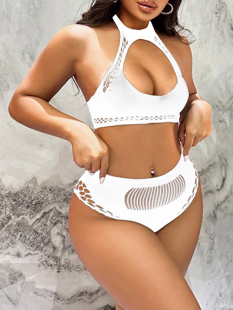 Elegant European & American Mesh Garter Fishnet See-through Bikini - Style K232.