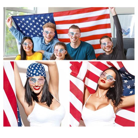 1/5/24Pcs Independence Day Glasses Flag Red Striped White Blue Star Set Pattern Shutter Glasses