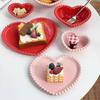 Kreative Rosa Perlenpunkte Keramik Herz Speiseteller Geschirr Haus Dessert Kuchenplatte Porzellan Salatteller Küchenutensilien Neu