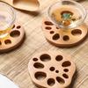 Yousheng Wooden Coaster for Drinks Lotus Slices Shaped Cup Mat Heat-Resistant Coasters for Bar Home Office Coffee Table