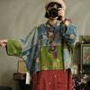 Tricouri Femei Vintage Patchwork Primăvară Stil Chinezesc Imprimeu Floral Gât Rotund Mânecă Lungă Femeie