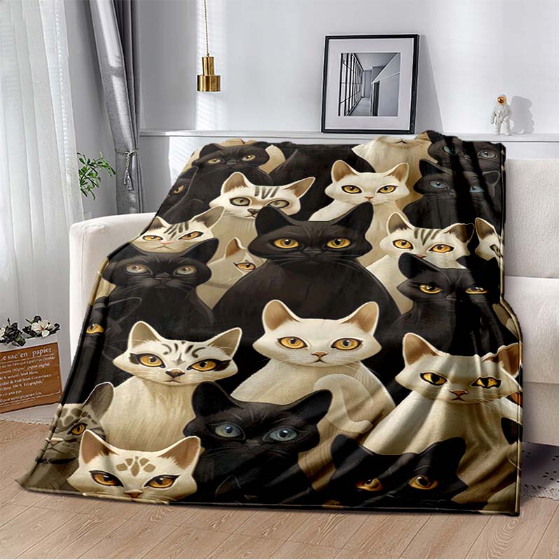 All Breeds Dogs Flannel Blanket, Soft Warm Throw with Multi Dog Faces Print for Bed Sofa, Cozy Bedding for Dog Lovers