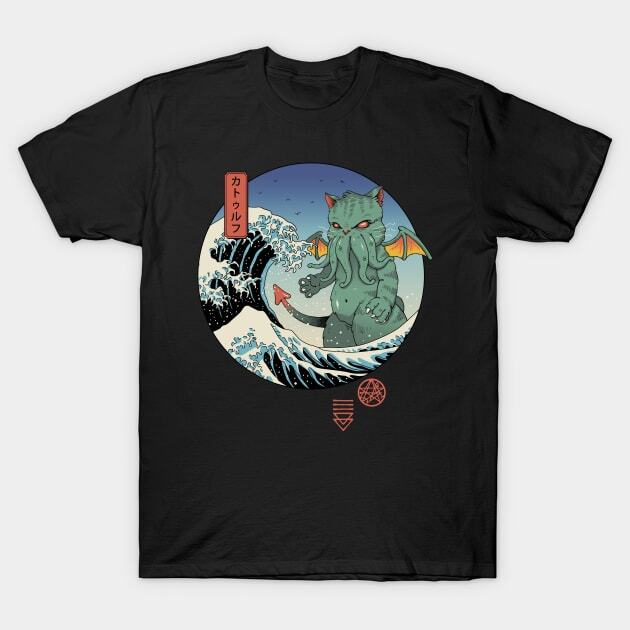 Great Cat Cathulhu Wave T-Shirt S-5XL S
