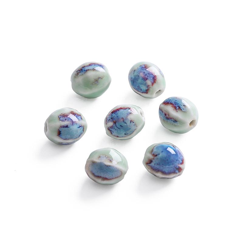 

5 шт. 16x14 мм фарфоровые бусины с цветочной глазурью овальной формы дыни керамические бусины для изготовления ювелирных изделий DIY подвески браслет ожерелье ремесла