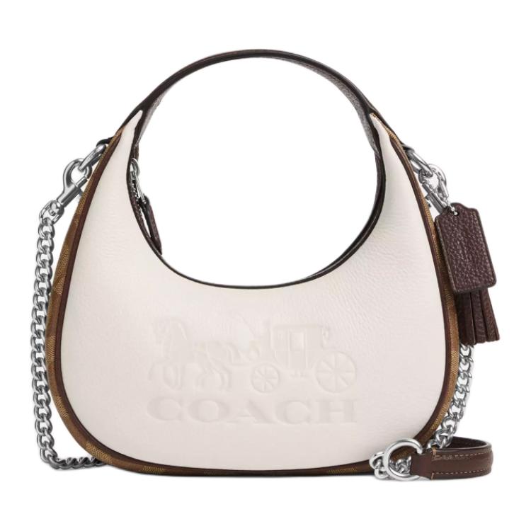 

Coach Carmen 20 Logo Zip Closure Pebble Leather And Canvas Shoulder Crossbody Tote Bag Small Women Bags Chalk Multicolor CV703-SVCAH Gift Box Sets (Basic Set+Black Box)