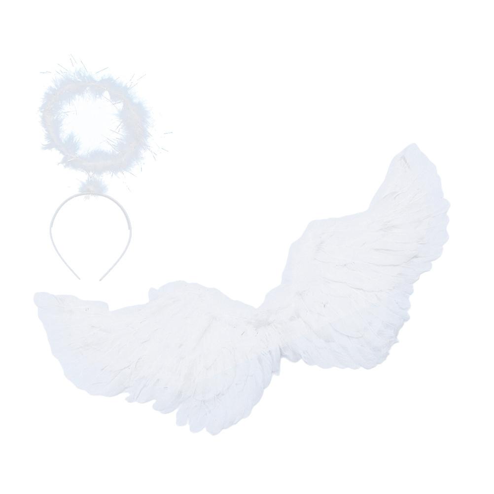 1Set Angel Wings with Headdress Girl Angel Dress for Kids Party Costume Cosplay Fairy Prop for Birthday