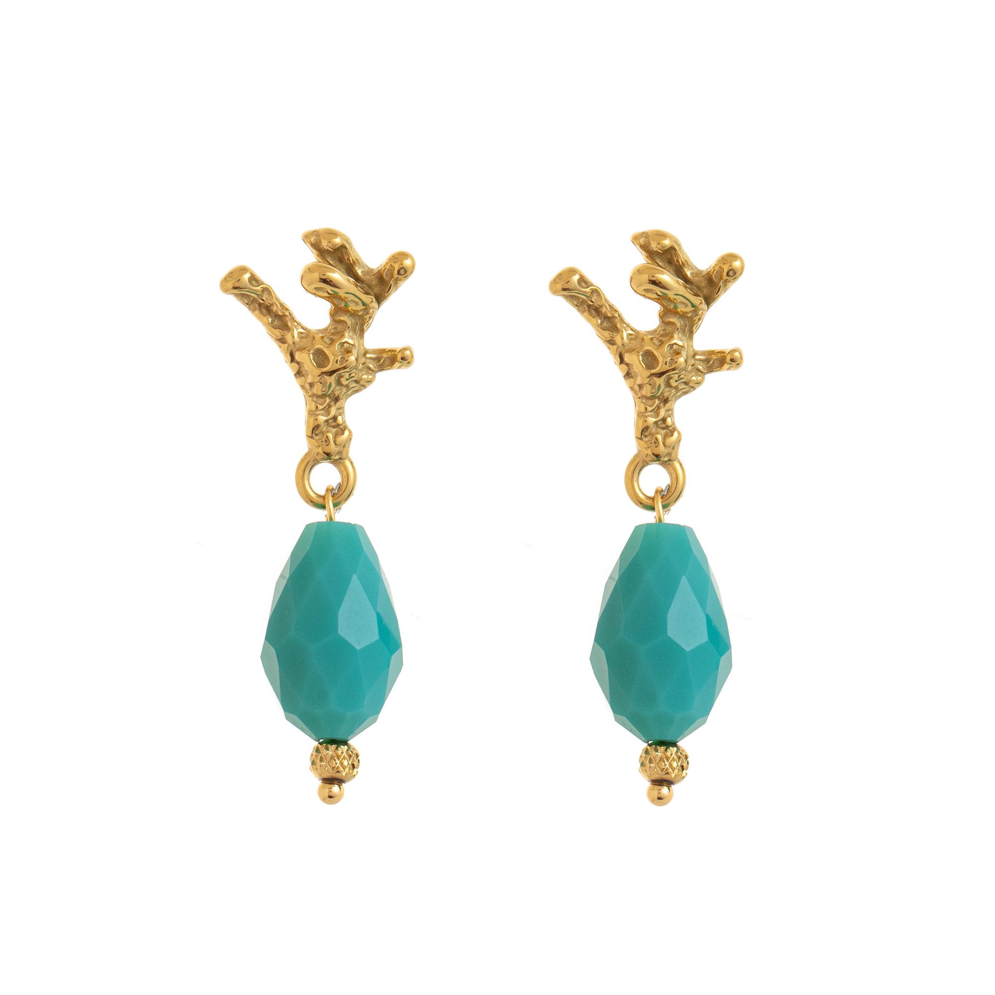 Fashionable design ocean coral earrings made of stainless steel material with gold plating and color retention
