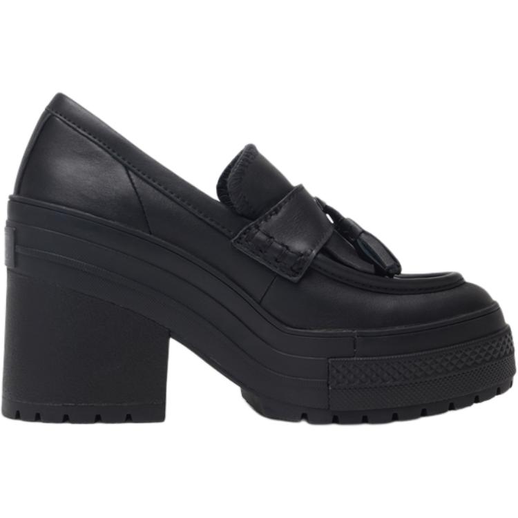 Converse  Chuck 70 De Luxe Heel Loafer Platform Low Triple Black Women Sneakers A14714C