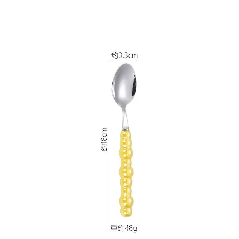 Light luxury Pearl Byen cutlery spoon High appearance level ceramic handle cutlery Steak cutlery Dessert cake fork 1PC