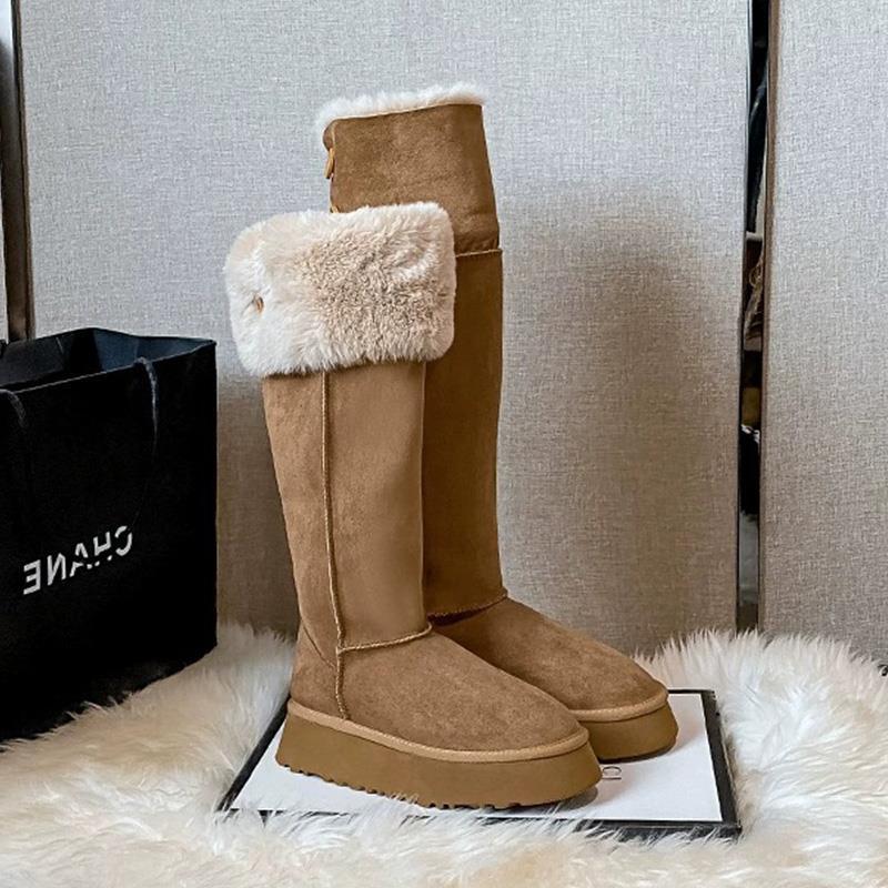 

Fleece platform cotton shoes new large thickened long tube warm Northeast Internet celebrities two snow boots women wear fashion casual 35