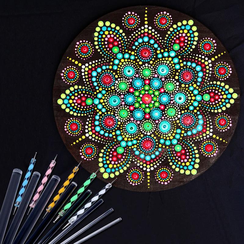 13 Pcs Mandala Tool Set Rock Painting DIY Graffiti Acrylic Paint Dot Drill Pen Acrylic Stick