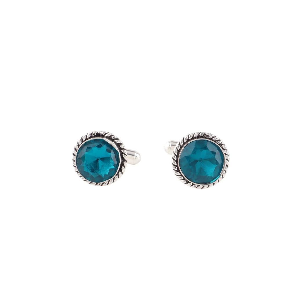 Apatite Gemstone 925 Sterling Silver Handmade Jewelry Cufflinks Gift For Father CL-3-12