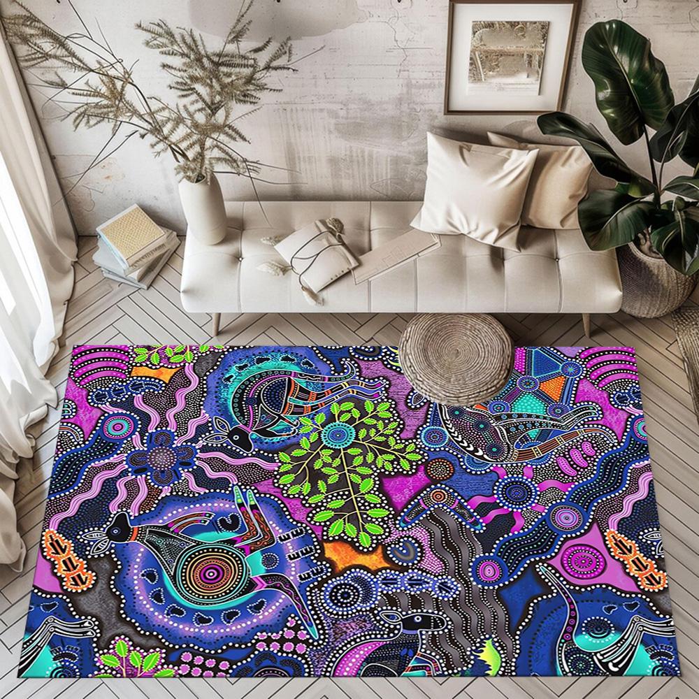 Tappetini da Pavimento con Animali dell'Arte Aborigena per Soggiorno, Camera da Letto e Decorazione della Stanza Sono Adatti per Regali.