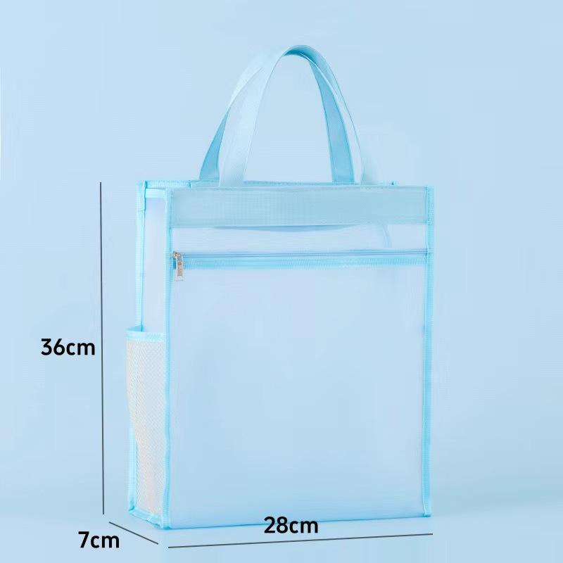 

A4 Transparent Mesh Tote Bag for Middle School Exam & Art Supplies - Large Capacity Student Organizer