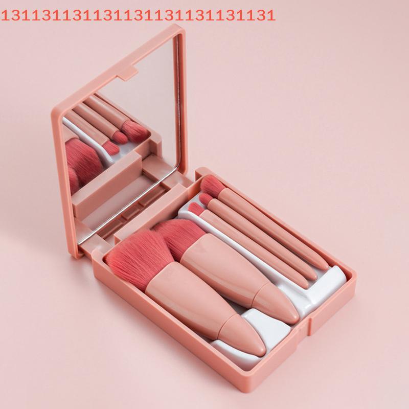5pcs Travel Size Makeup Brushes Set Mini Makeup Brushes, Small Complete Function Cosmetic Brushes Kit With Case And Mirror Perfe