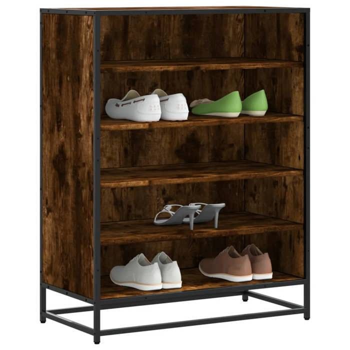 VidaXL Shoe Cabinet Smoked Oak Engineered Wood and Metal 3300872