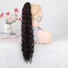 Coda di Cavallo Lunga Profondamente Ondulata Riccia Estensione per Capelli a Coda con Pinza a Morsetto Coda di Capelli Sintetica per Donne Uso Quotidiano