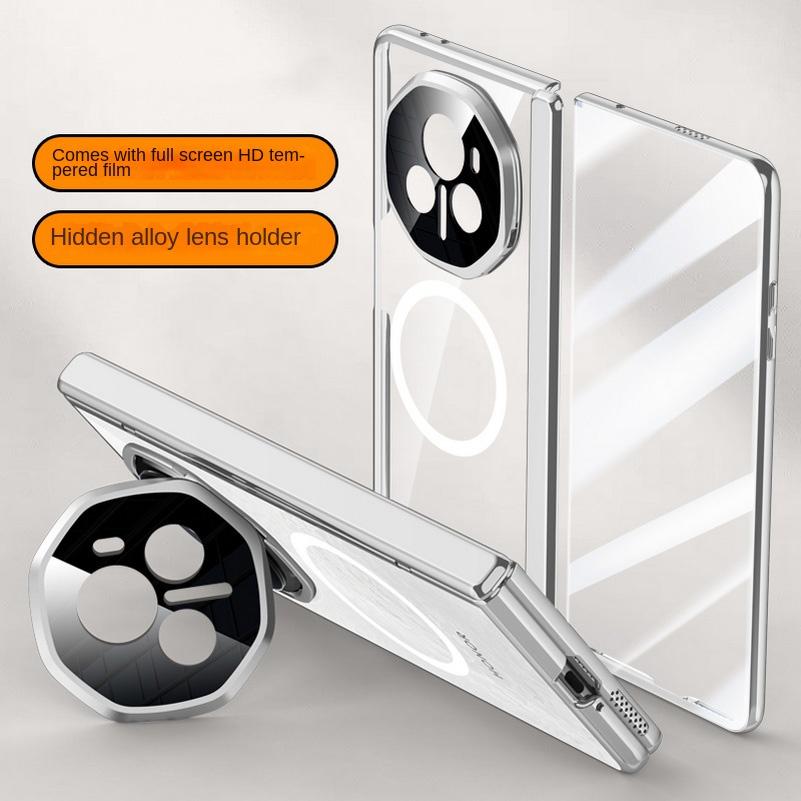 Magsafe Magnetic Transparent Privacy Screen Tempered Glass Protector Case For Honor Magic V3 Spring Hinged Holder Back Cover For Honor Magic V3