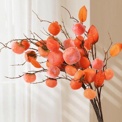 Floor-Standing Artificial Persimmon Flower Bouquet for Living Room Decor