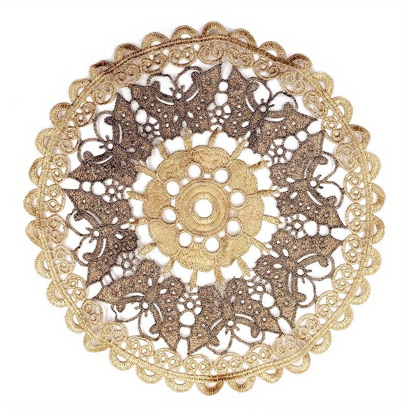 1PC Luxury European Lace Embroidery Placemat Handmade DIY Embroidered Cloth Flower Table Coaster Tray Cushion Tablecloth.