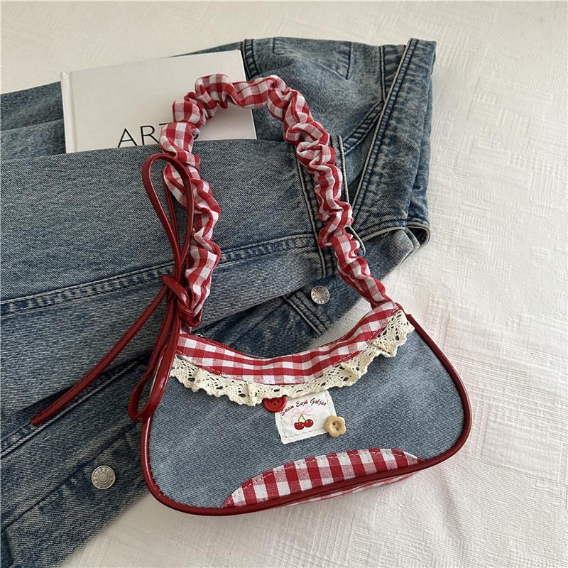 

Клетчатая сумка Плиссированная Контрастного цвета Сумка через плечо Тренд Простая Сочетаемая Одноплечевая Наклонная сумка Квадратная сумка для поездок на работу