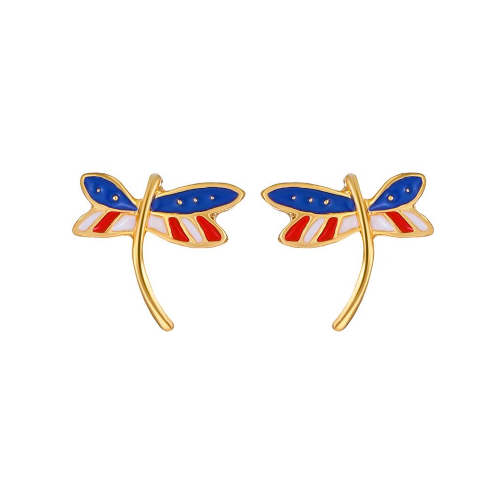 

2026 Independence Day Party Earrings American Star Strips Flag Earrings Diamond Retro Drip Earrings Accessories Women