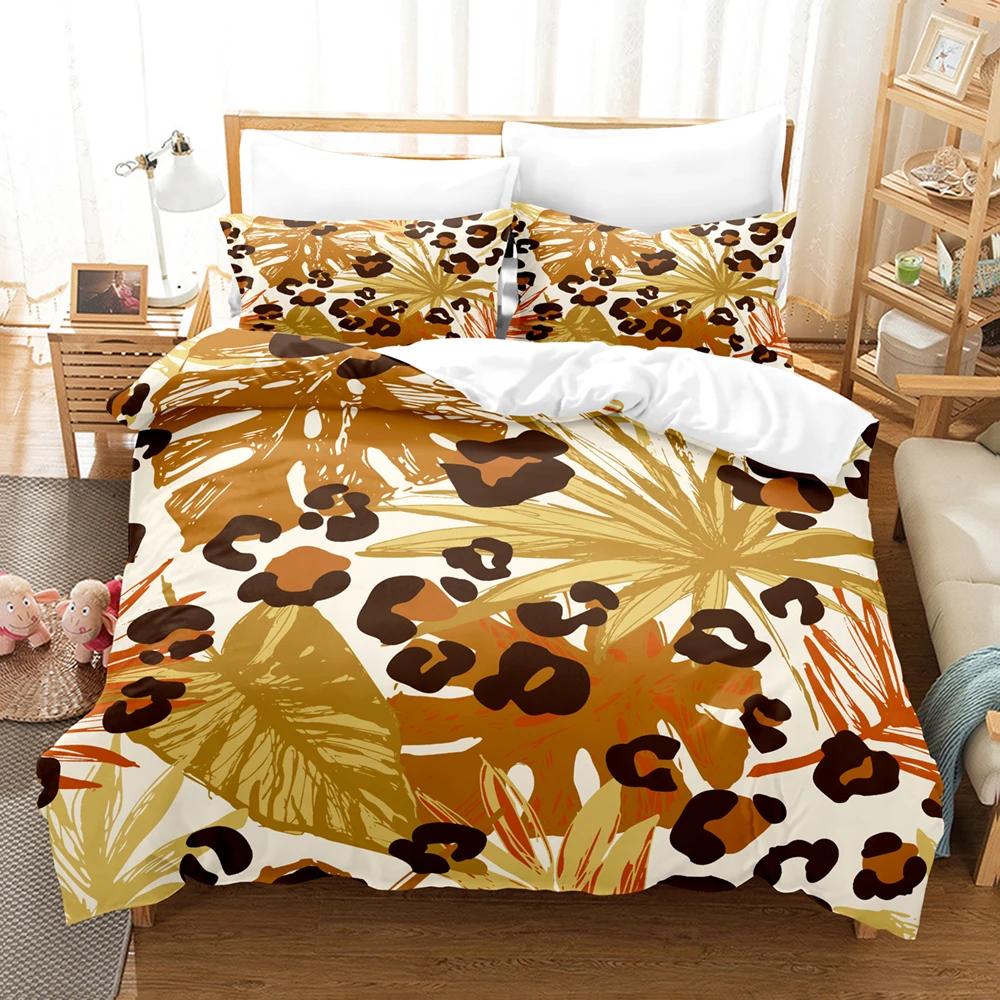 

Gold Chain Leopard Leopard Print Comforter Cover King Size Women Cheetah Duvet Cover Set Home Hotel Room Soft Bedding Sets 3D EU single(135x200cm)