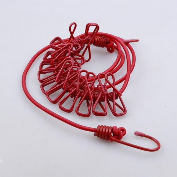 1PC Camping Travel Stretchy Outdoor Windproof Clothesline With 12 Clamp Clips Home Drying Line Washing Clothes Line Rope