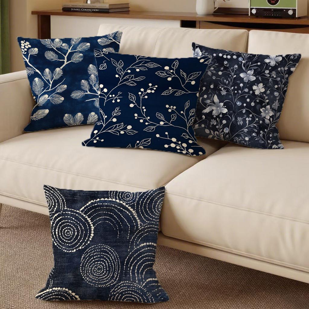 Blue Pillowcases with Unique White patternSuitable for Sofa Car Bedroom Decorative Cushion Cover Pillow Cover