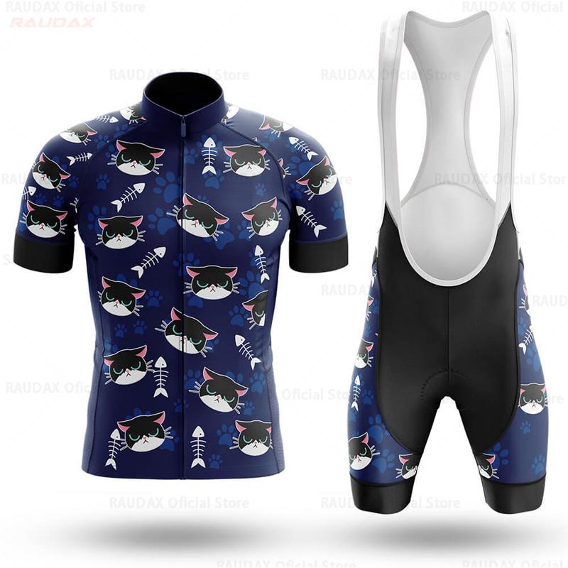 New Cat Pattern Cycling Clothing 2025 Summer Anti-UV Cycling Jersey Set Mountain Bike Sport Breathable Short Sleeve Cycling Sets