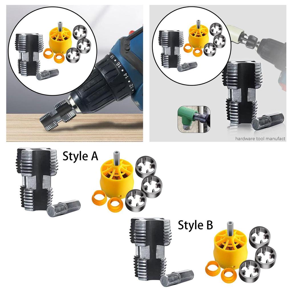 Kit Attrezzi per Filettare Tubi in PVC con Fili 1/2", 3/4", 1" Strumento Manuale Multifunzione