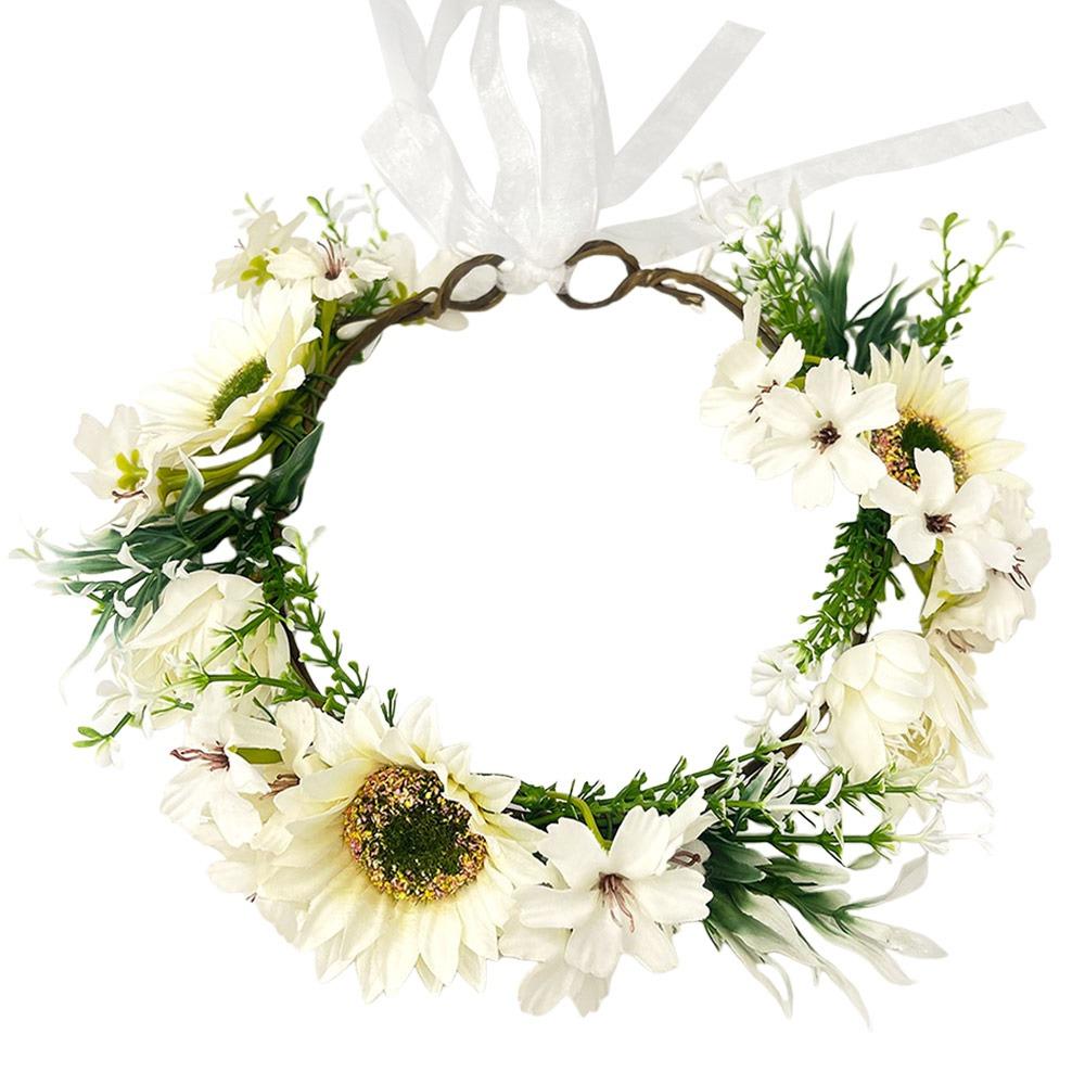 Forest Sunflower Wreath Fairy Hair Accessories Vintage Garland Headpiece  for Halloween Cosplay