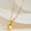 Vnox Sweet Romantic Heart Pendant Necklace Stainless Steel Lip Chain Adjustable Women Choker Female Jewelry Mother's Day Gift