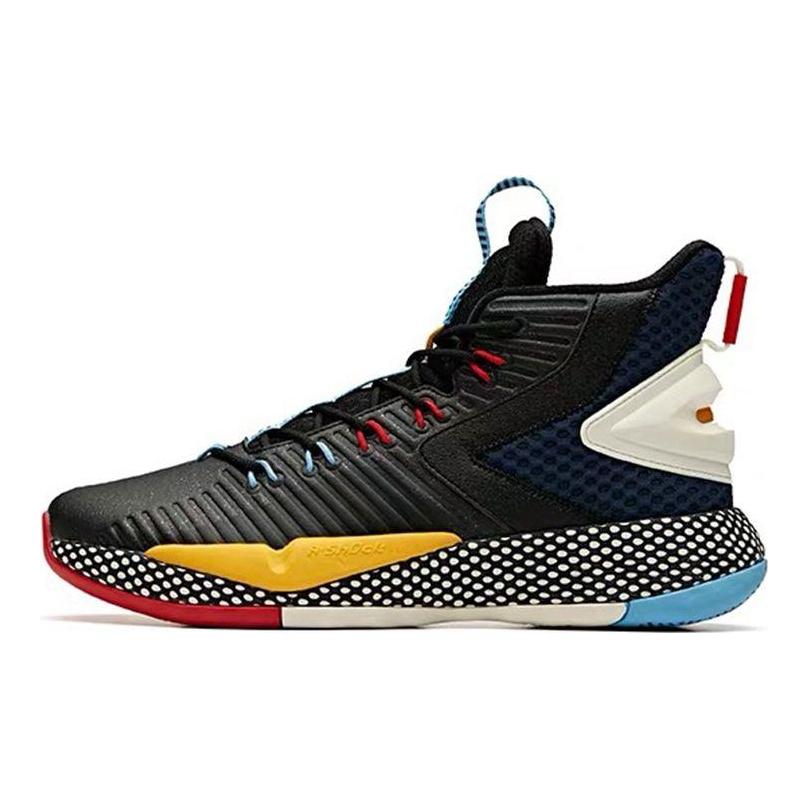 Anta Speed Battle Trendy Non-Slip Wear-Resistant High-Top Basketball Shoes Men sneakers Black Yellow 11941606-4